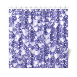Hearts on Sparkling glitter print, blue Shower Curtain 72"x72"