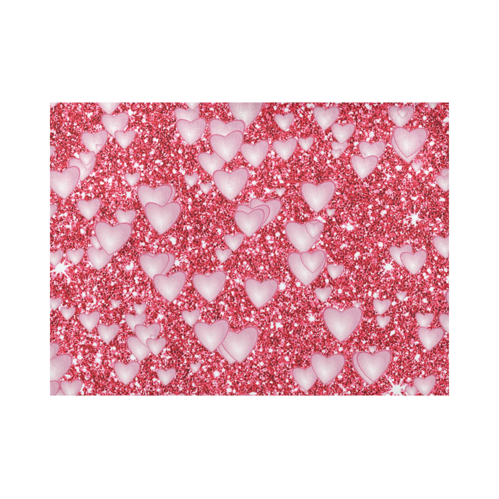 Hearts on Sparkling glitter print, red Placemat 14’’ x 19’’ (Set of 2)