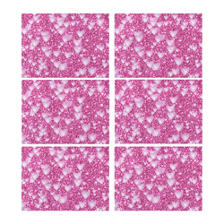 Hearts on Sparkling glitter print, pink Placemat 14’’ x 19’’ (Set of 6)