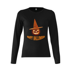 Halloween Pumkin Witch Sunny Women's T-shirt (long-sleeve) (Model T07)
