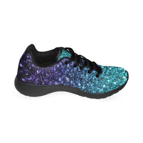 Beautiful Aqua blue Ombre glitter sparkles Kid's Running Shoes (Model 020)