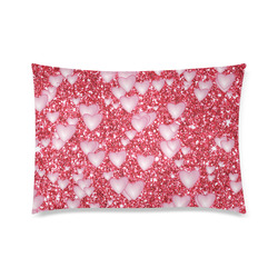 Hearts on Sparkling glitter print, red Custom Zippered Pillow Case 20"x30" (one side)