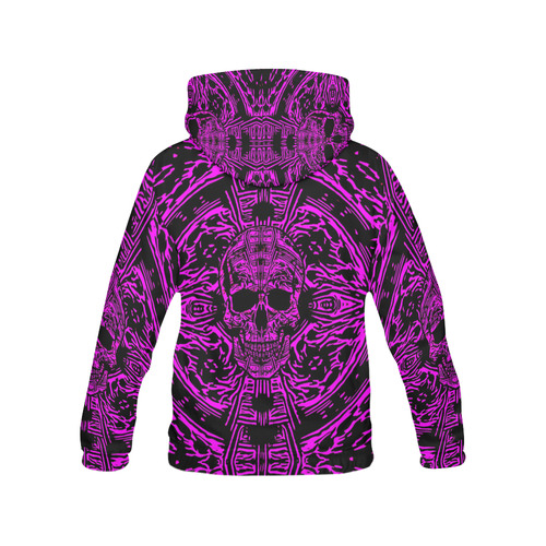 Neon Purple Tribal Skull All Over Print Hoodie for Men (USA Size) (Model H13)