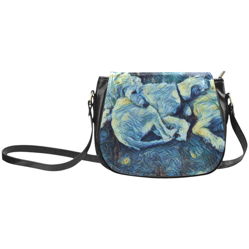Starry Night Wolfhounds Purse Classic Saddle Bag/Large (Model 1648)