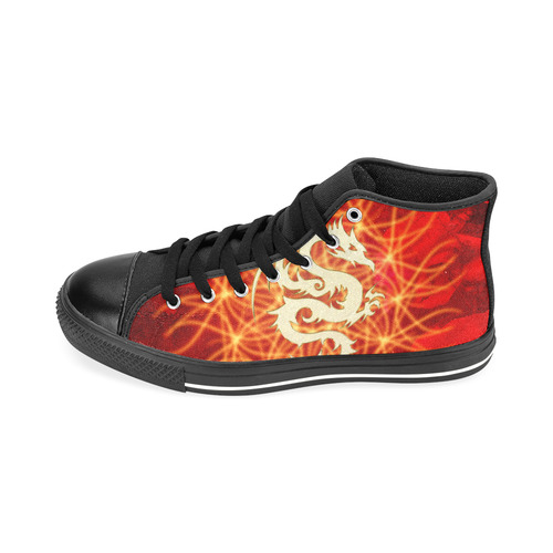 Awesome chinese dragon, gold Men’s Classic High Top Canvas Shoes /Large Size (Model 017)
