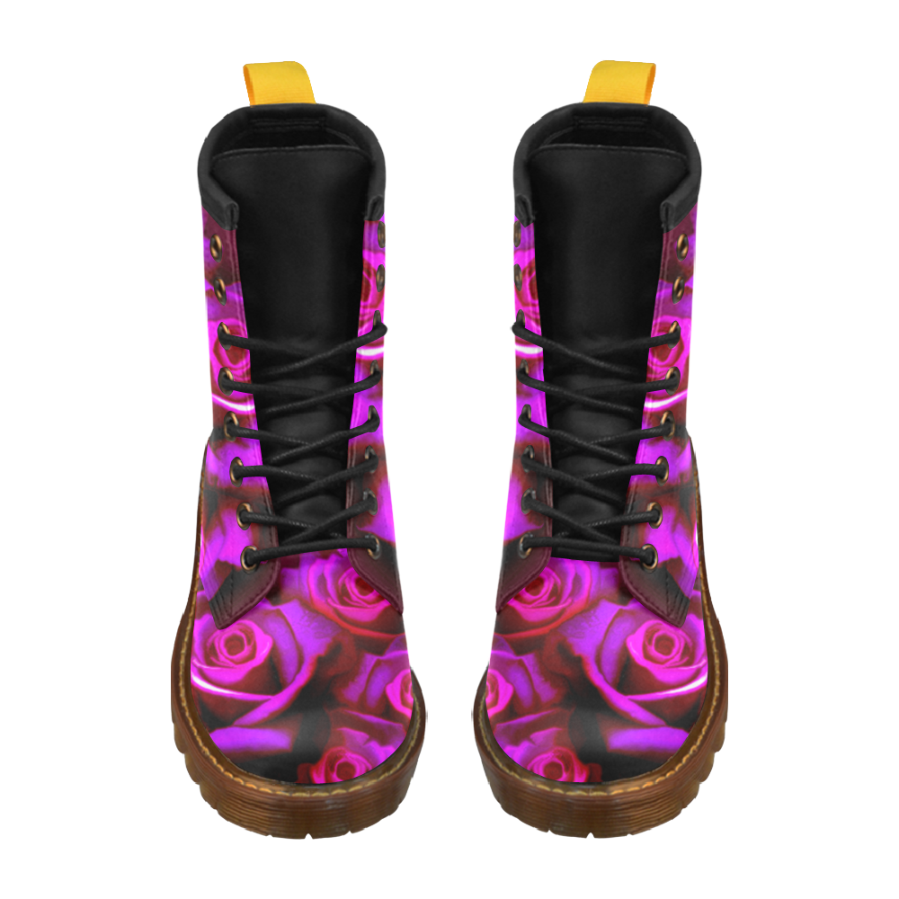 Purple roses High Grade PU Leather Martin Boots For Women Model 402H