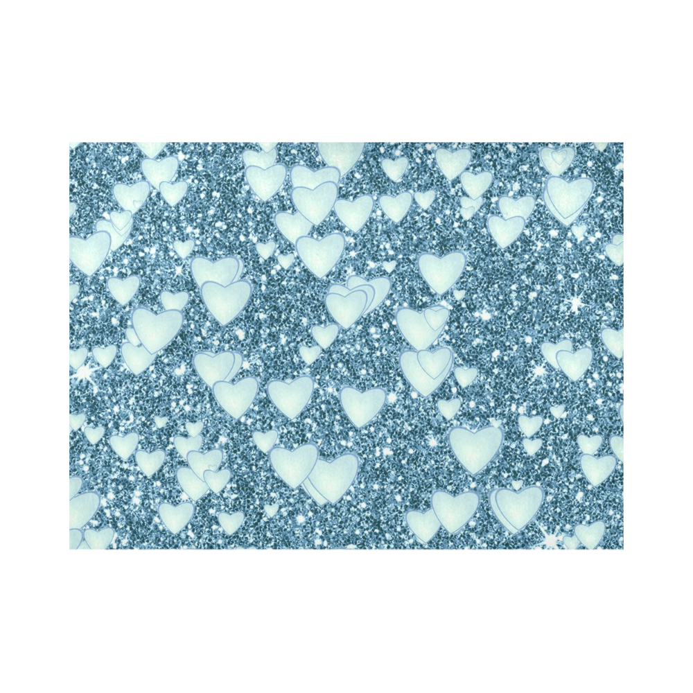 Hearts on Sparkling glitter print, teal Placemat 14’’ x 19’’ (Set of 4)
