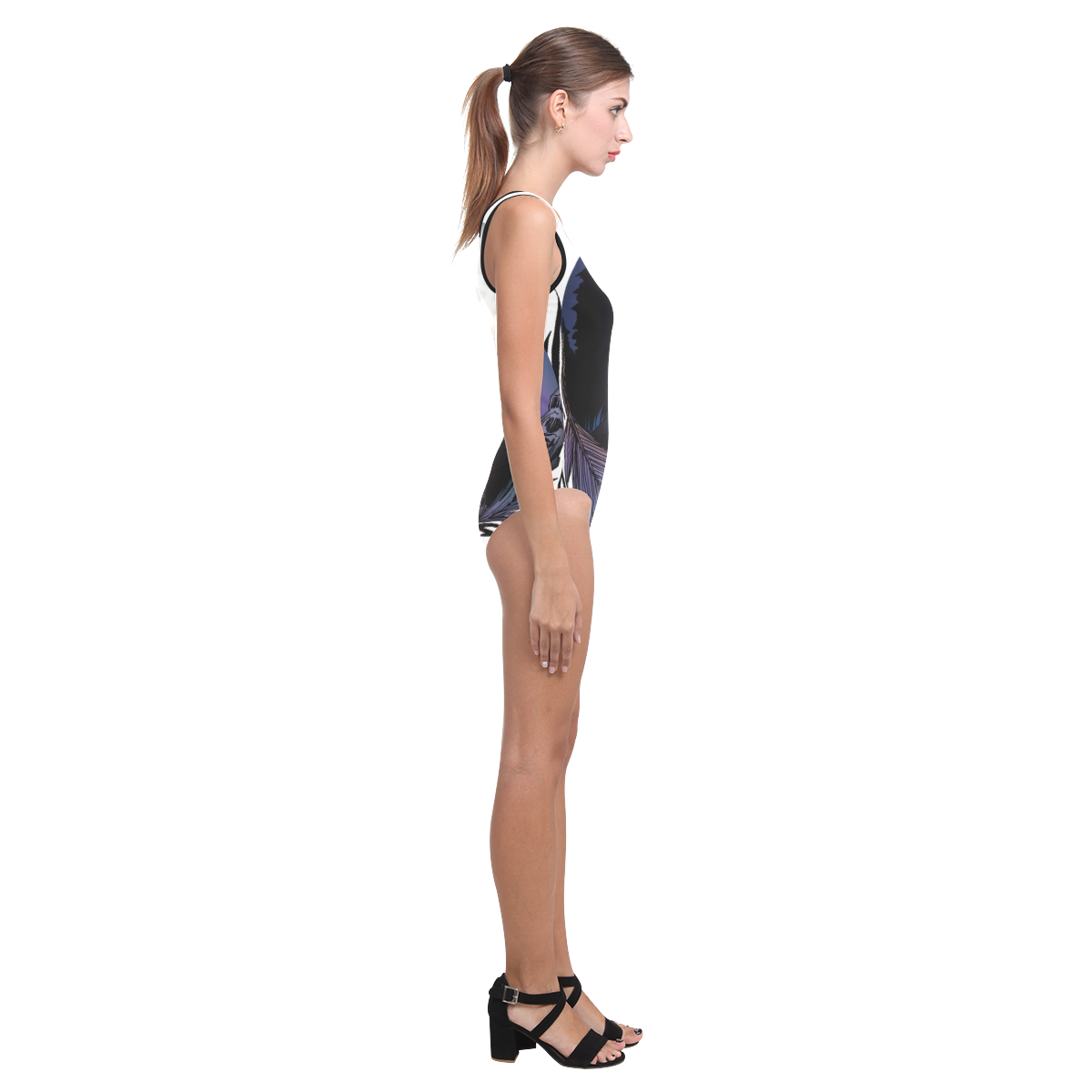 Howling Wolf Vest One Piece Swimsuit (Model S04)