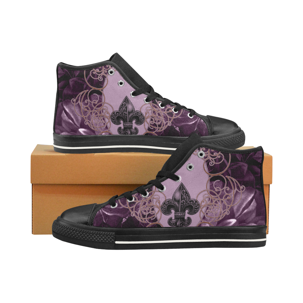 Flowers in soft violet colors Men’s Classic High Top Canvas Shoes /Large Size (Model 017)