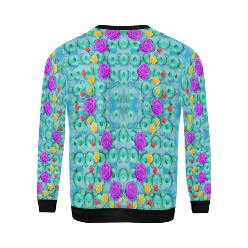 Season for roses and polka dots All Over Print Crewneck Sweatshirt for Men (Model H18)