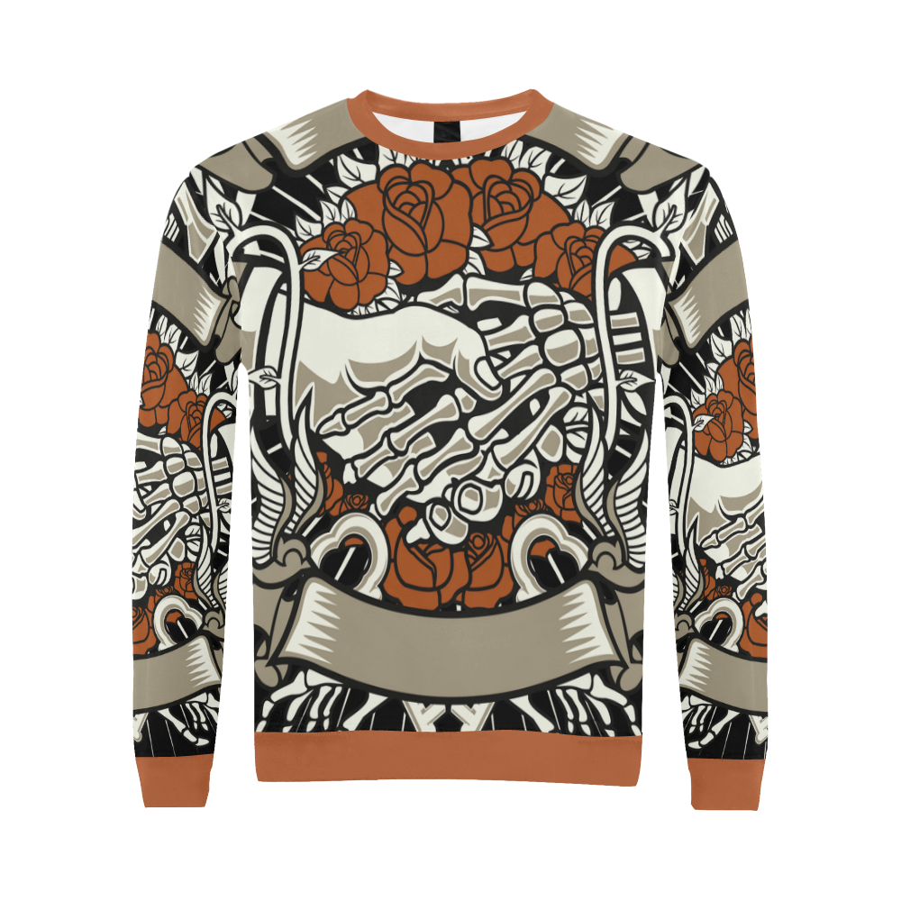 Otherside Sienna Brown All Over Print Crewneck Sweatshirt for Men (Model H18)