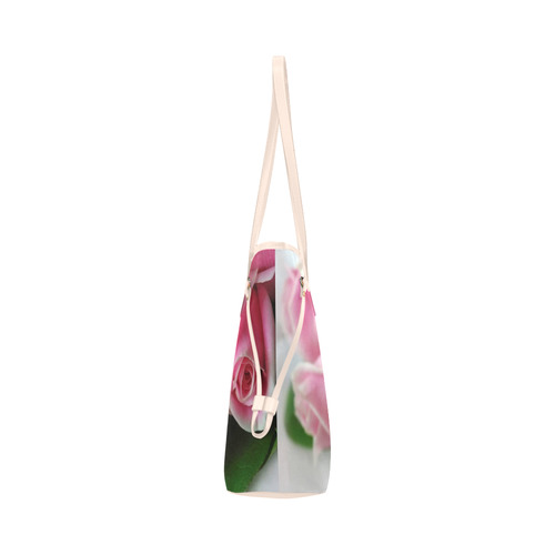 Pink Roses Clover Canvas Tote Bag (Model 1661)