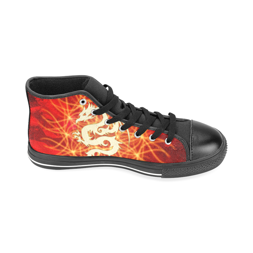 Awesome chinese dragon, gold Men’s Classic High Top Canvas Shoes /Large Size (Model 017)