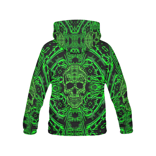 Digital Green Tribal Skull All Over Print Hoodie for Men (USA Size) (Model H13)