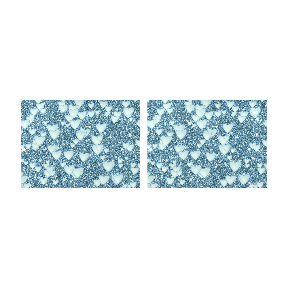 Hearts on Sparkling glitter print, teal Placemat 14’’ x 19’’ (Set of 2)