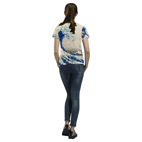 Great Wave Off Kanagawa Hokusai Triangles All Over Print T-Shirt for Women (USA Size) (Model T40)