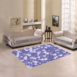 Hearts on Sparkling glitter print, blue Area Rug 5'3''x4'