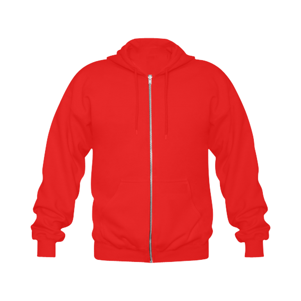 This My Color Fiery Red Gildan Full Zip Hooded Sweatshirt (Model H02)