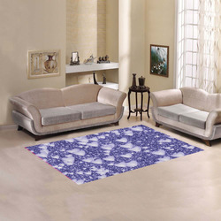 Hearts on Sparkling glitter print, blue Area Rug 5'x3'3''