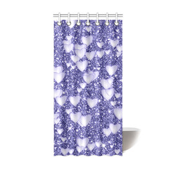 Hearts on Sparkling glitter print, blue Shower Curtain 36"x72"