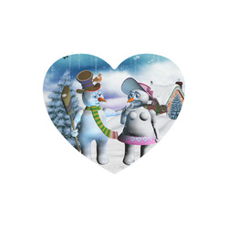 Funny snowman and snow women Heart-shaped Mousepad