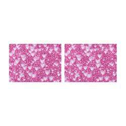 Hearts on Sparkling glitter print, pink Placemat 14’’ x 19’’ (Set of 2)