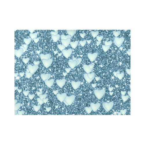 Hearts on Sparkling glitter print, teal Placemat 14’’ x 19’’ (Set of 2)