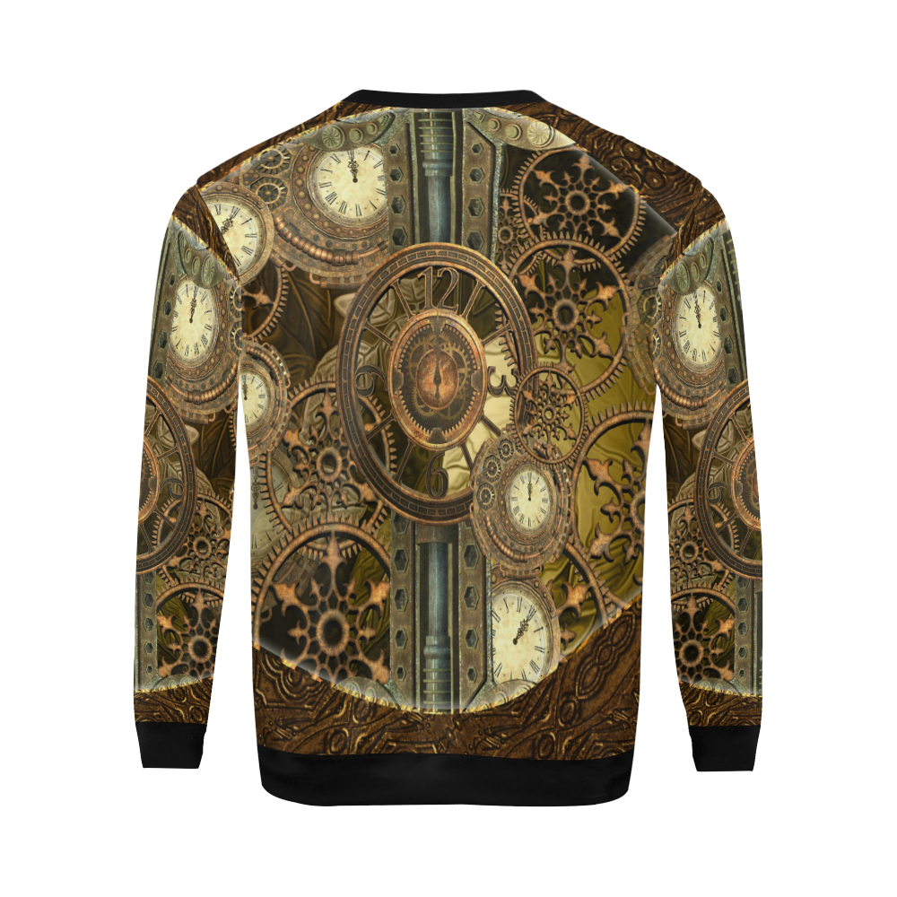 Steampunk clocks and gears All Over Print Crewneck Sweatshirt for Men (Model H18)