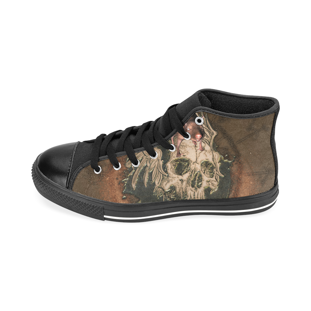 Awesome skull with rat Men’s Classic High Top Canvas Shoes /Large Size (Model 017)