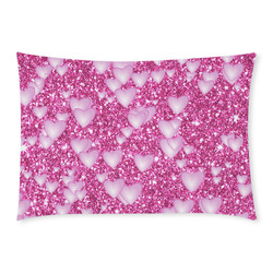 Hearts on Sparkling glitter print, pink Custom Rectangle Pillow Case 20x30 (One Side)