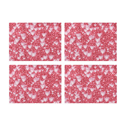 Hearts on Sparkling glitter print, red Placemat 14’’ x 19’’ (Set of 4)