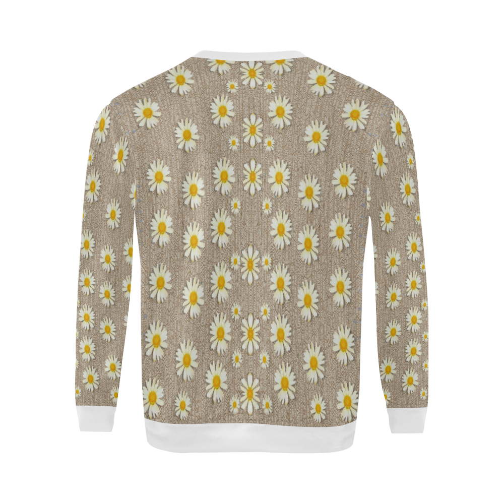 Star fall of fantasy flowers on pearl lace All Over Print Crewneck Sweatshirt for Men (Model H18)
