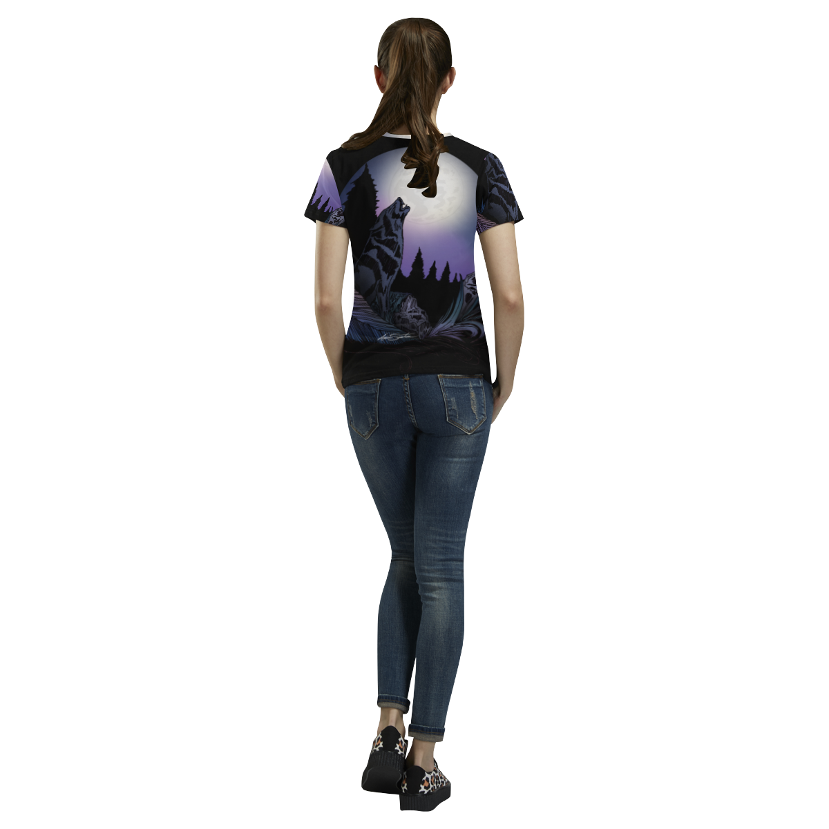 Howling Wolf All Over Print T-Shirt for Women (USA Size) (Model T40)
