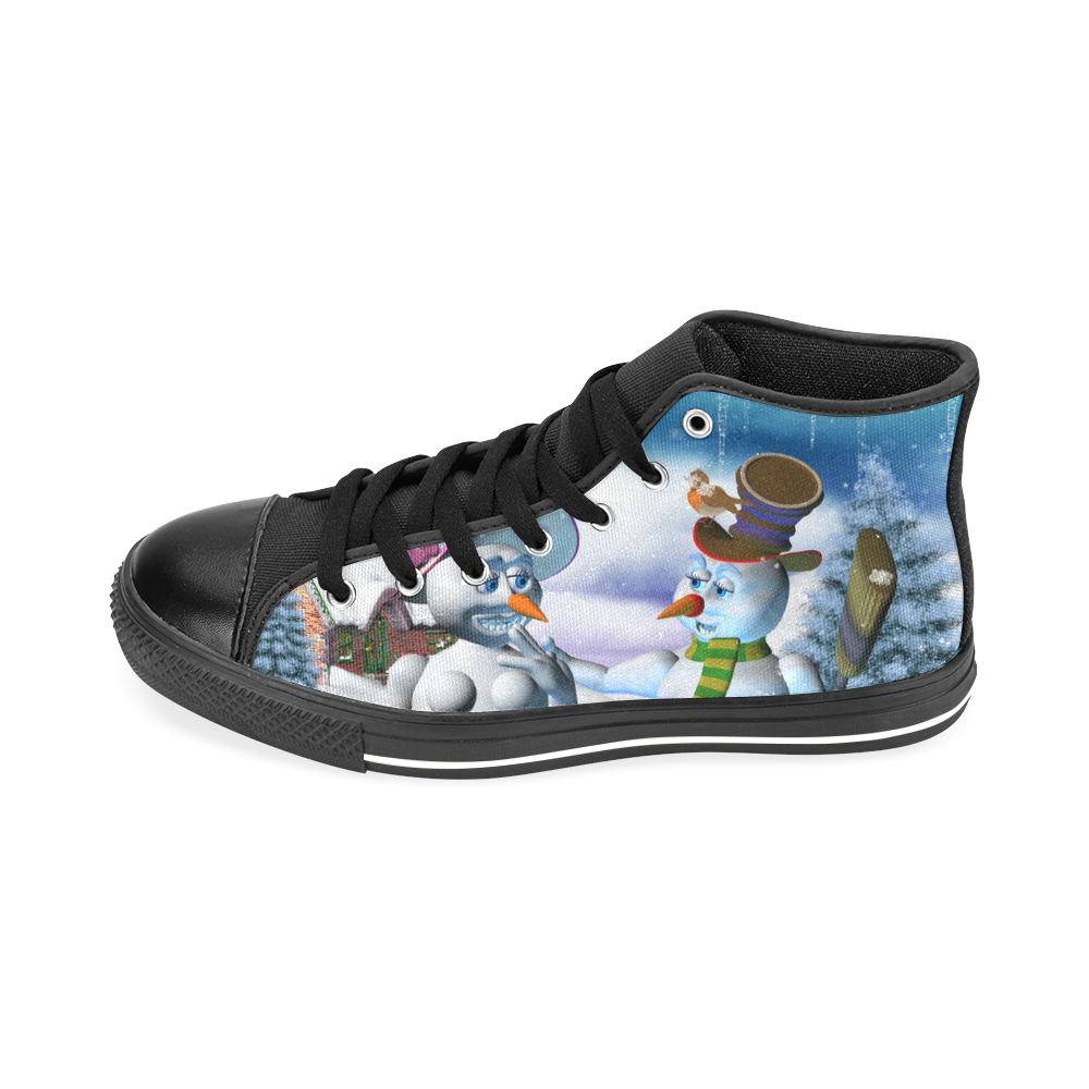 Funny snowman and snow women Men’s Classic High Top Canvas Shoes /Large Size (Model 017)