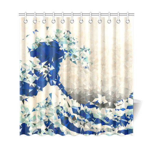 Great Wave Off Kanagawa Hokusai Triangles Shower Curtain 69"x72"