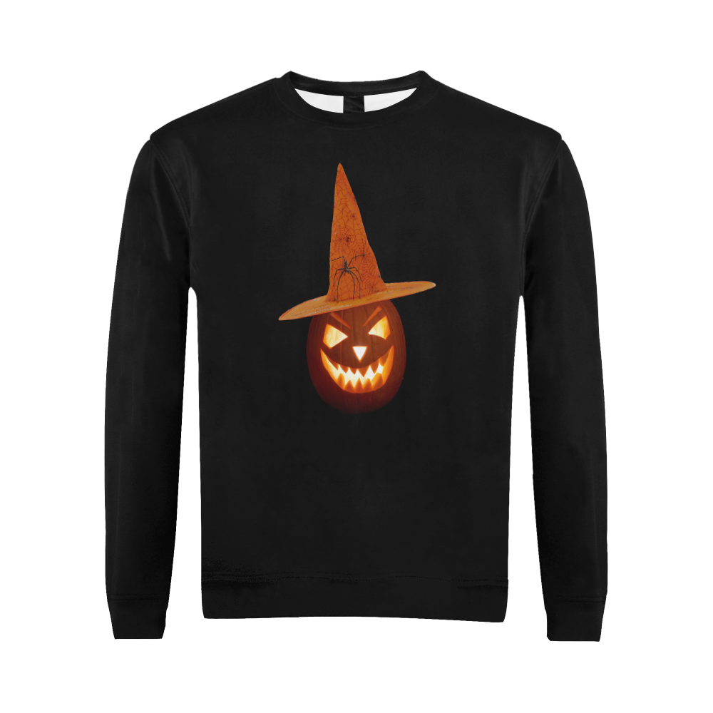 Pumpkin Witch All Over Print Crewneck Sweatshirt for Men (Model H18)