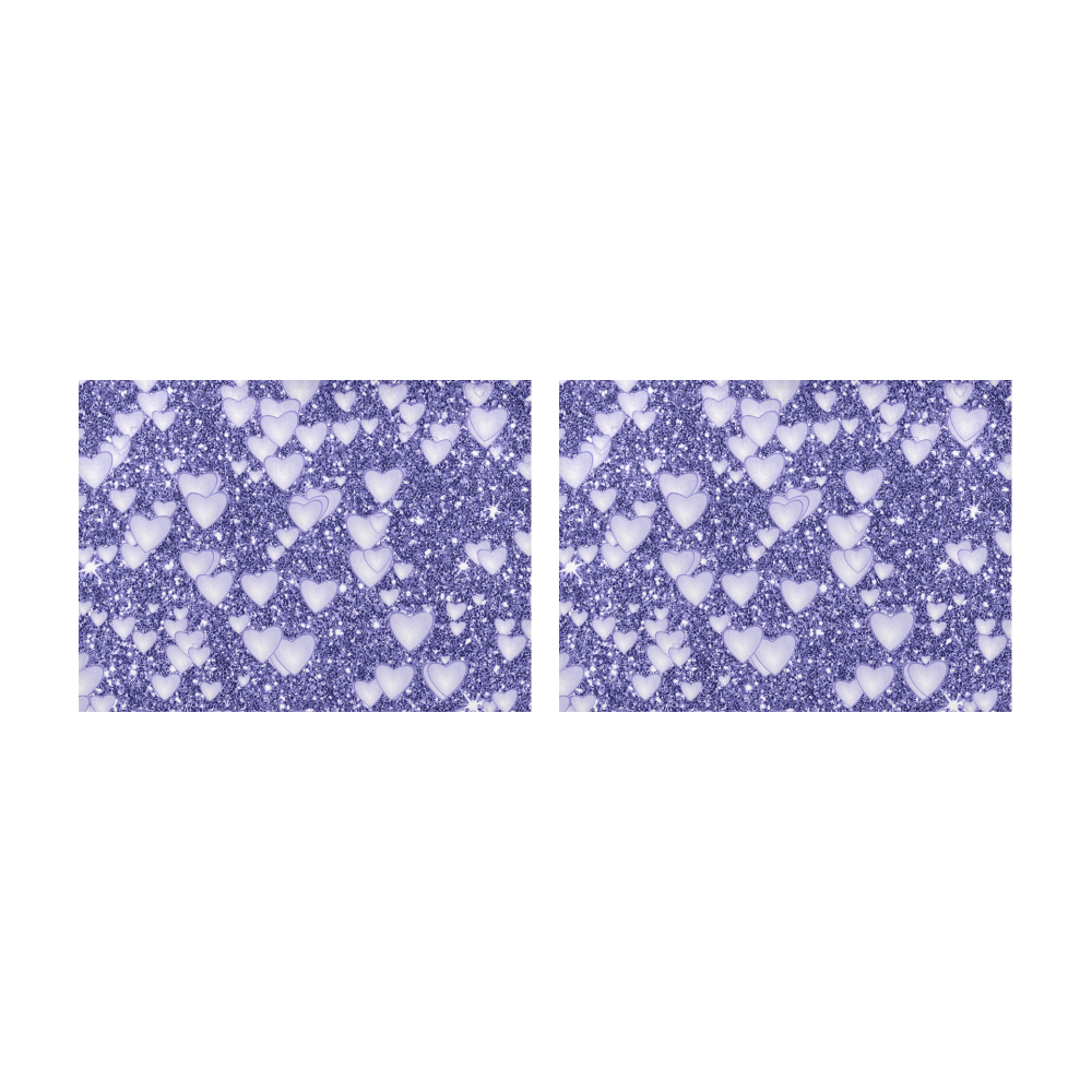 Hearts on Sparkling glitter print, blue Placemat 14’’ x 19’’ (Set of 2)