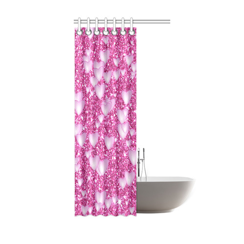 Hearts on Sparkling glitter print, pink Shower Curtain 36"x72"