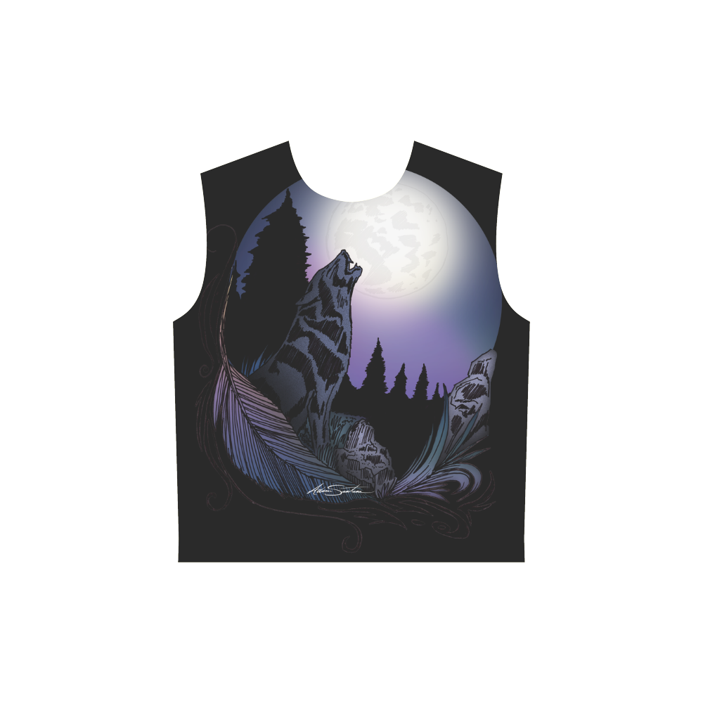 Howling Wolf All Over Print Sleeveless Hoodie for Women (Model H15)