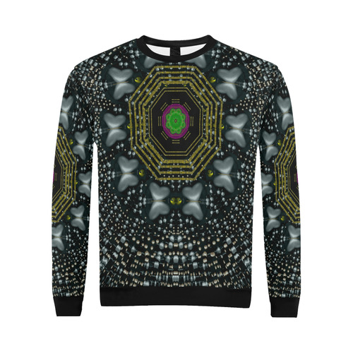 Leaf earth and heart butterflies in the universe All Over Print Crewneck Sweatshirt for Men (Model H18)