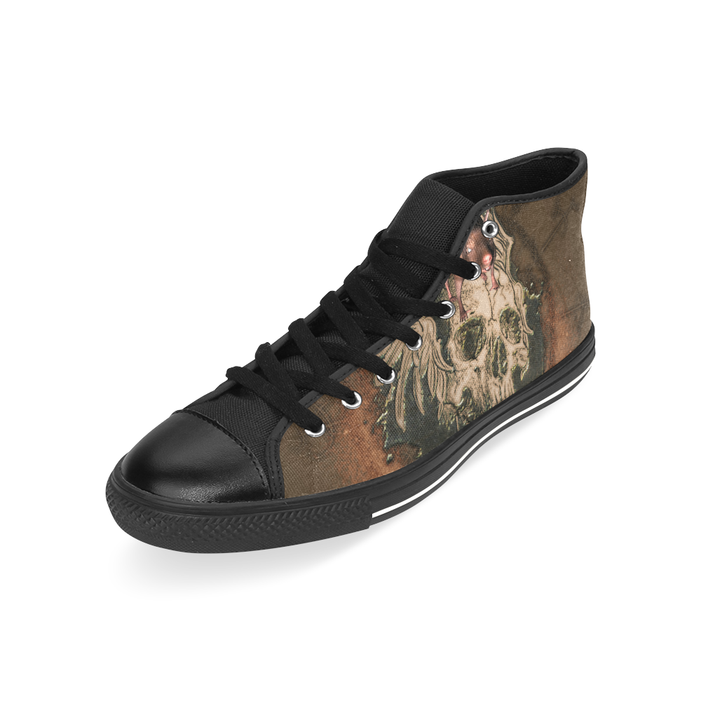 Awesome skull with rat Men’s Classic High Top Canvas Shoes /Large Size (Model 017)