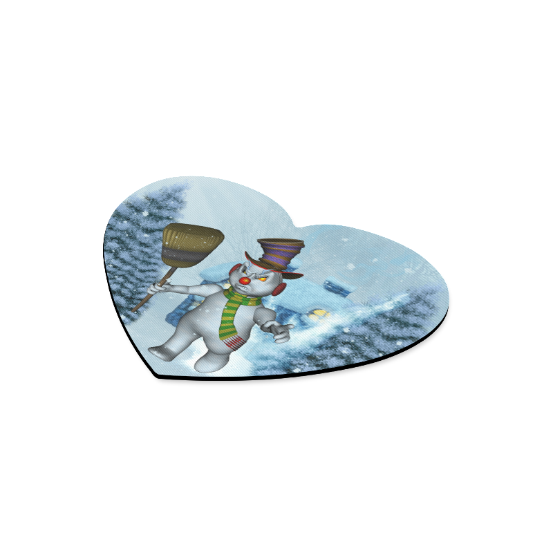 Funny grimly snowman Heart-shaped Mousepad