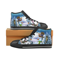 Funny snowman and snow women Men’s Classic High Top Canvas Shoes /Large Size (Model 017)