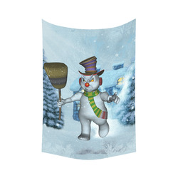 Funny grimly snowman Cotton Linen Wall Tapestry 60"x 90"