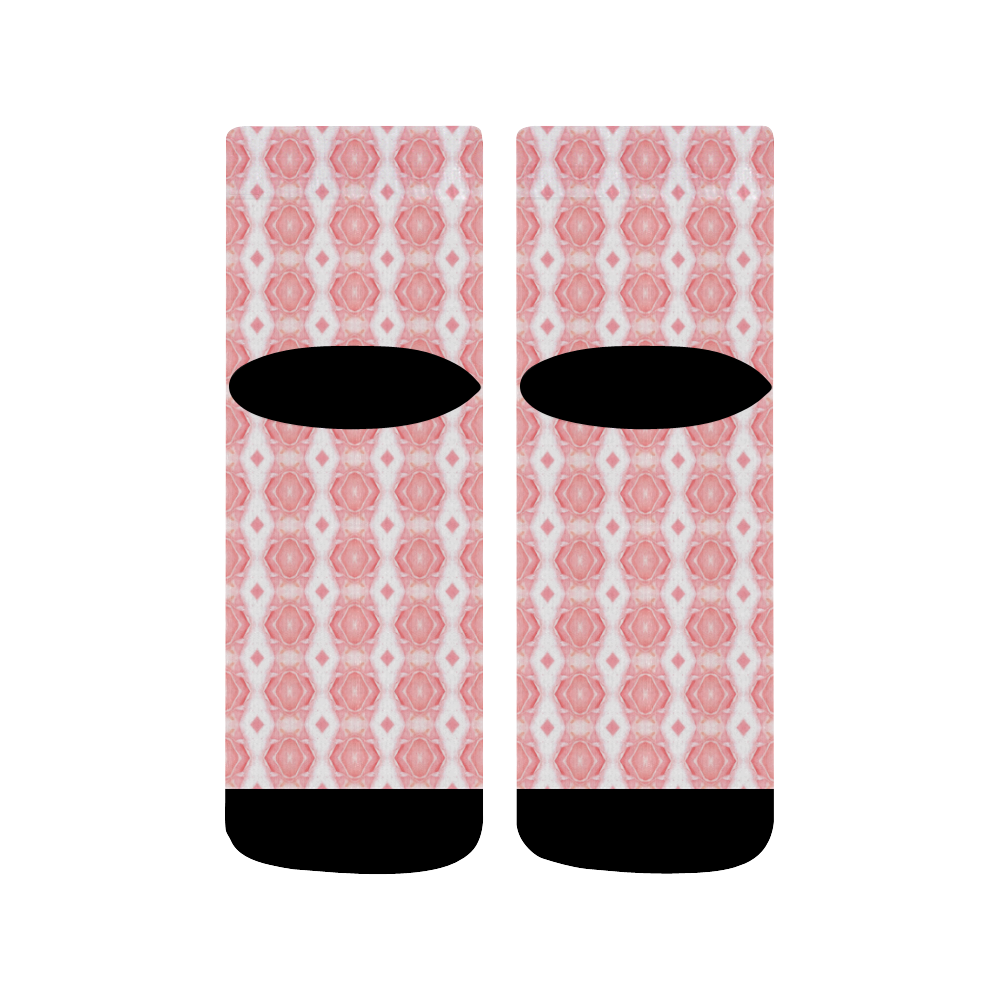 Rose colored ribbon patterned socks Quarter Socks