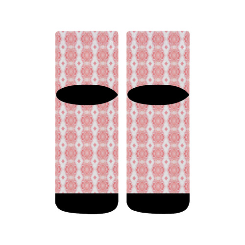 Rose colored ribbon patterned socks Quarter Socks
