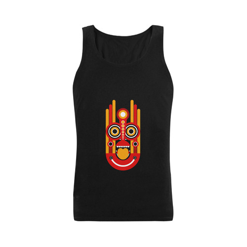 Tiki Mask Plus-size Men's Shoulder-Free Tank Top (Model T33)