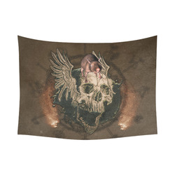 Awesome skull with rat Cotton Linen Wall Tapestry 80"x 60"