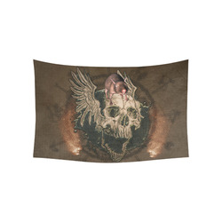Awesome skull with rat Cotton Linen Wall Tapestry 60"x 40"
