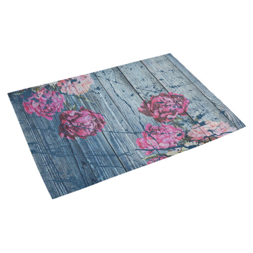 Shabby chic with painted peonies Azalea Doormat 30" x 18" (Sponge Material)